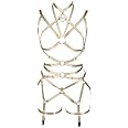 PETMHS Women's Punk Cut Out Harness Body Full Strappy Lingerie Garter Belts Set Elasticity Goth Club Rave Wear