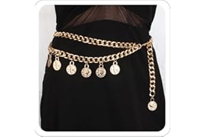 XEYAU Pirate Waist Chain Gold Chain Belt for Dress Women Coin Pearl Sunflower Waist Chain Beach Belly Body Chains Gold Pirate Accessories Fashion Waist Jewelry