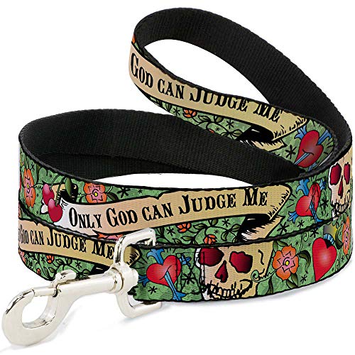 Buckle-Down Pet Leash - Only God Can Judge Me Green - 6 Feet Long - 1" Wide