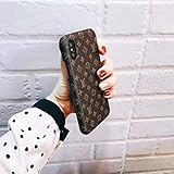 iPhone X Case, iPhone Xs Case Elegant Luxury PU Leather Monogram Pattern Classic Style Cover Case For Apple iPhone X Xs (Small logo)