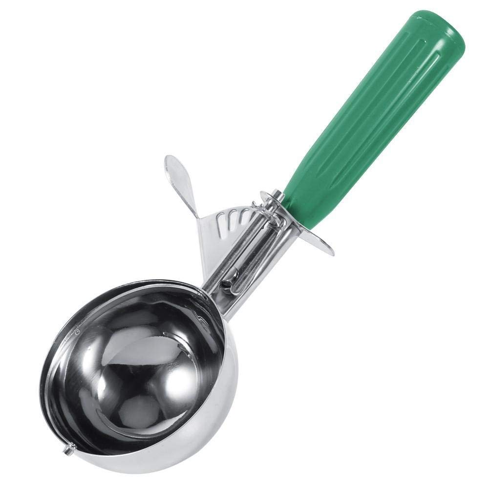 Ice Cream Scoop, Practical Stainless Steel Fruit Spoon, with Plastic Handle, Reusable Spoon Kitchen Tool, for Baking, for DIY Fruit Meatballs Mashed Potatoes and Muffinsl(Green)