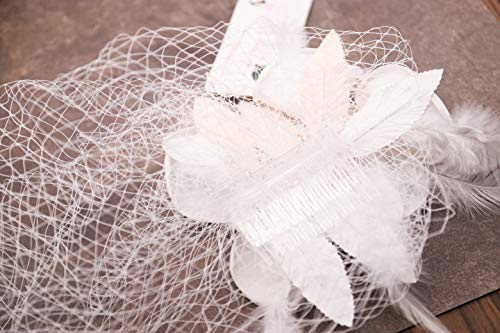 Kercisbeauty Wedding Bridal Flower Face Birdcage Single Layer Lace Champagne White Veil Drop with Hair Comb Chapel Dancing Prom Halloween Custom Hair Accessories