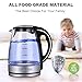 Queen Sense Electric Kettle, 1200W 1.8 Quarts Fast Boiling Glass Water Boiler with LED Indicator Cordless BPA-Free Borosilicate Tea Pot Auto Shut-Off Clear