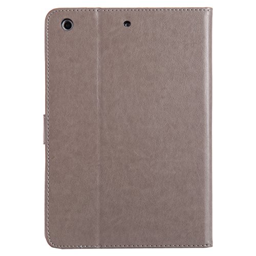 iPad Mini 2 Mini 3 Case, LittleMax(TM) Lightweight PU Leather Flip Stand Embossed Cat & Tree Case Smart Cover with Auto Wake/Sleep for Apple iPad Mini 3/2/1 [One Free Stylus Pen]-#2 Gray - Thumbnail 3