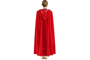 ISHYAN Halloween Hooded Cloak Full Length Velvet Cape with Hood for Halloween Cosplay Costume,59 inch