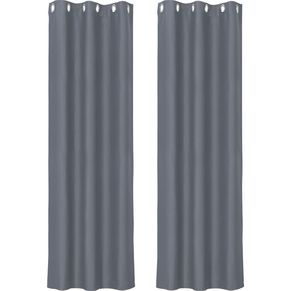 PiccoCasa Darkening Window Treatment Thermal Insulated Solid Blackout Curtains Drapes for Bedroom Set of 2 Panels, 42 by 84 Inch, Gray