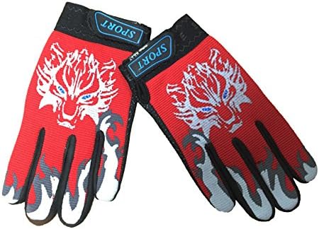 MARZE Bike Cycling Gloves for Children Full Finger Non-Slip Breathable Kids Gloves Warm Sport Mittens (Red)