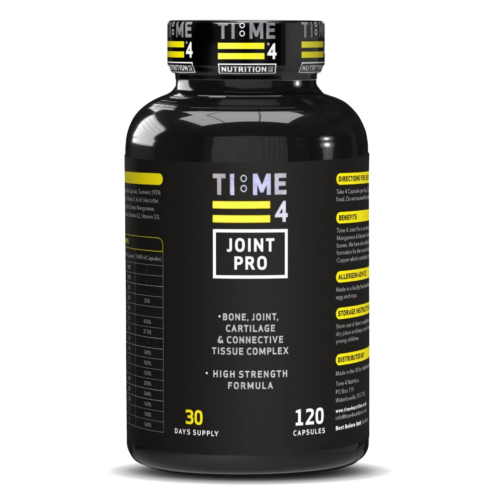 Time 4 Joint Pro – Joint Care Joint Health Supplements glucosamine and chondroitin high Strength Turmeric, 120 x Capsules, 30 Days Supply, Bone, Joint, Cartilage & Connective Tissue Complex