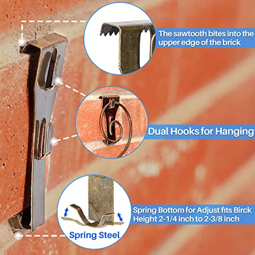 Clips for Brick, 9 Pack Brick Wall Picture Hangers fits Brick 21/4