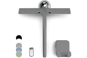 GÜTEWERK Shower Squeegee for Glass Doors, Squeegee for Shower Glass Door, Rubber Shower Squeegee for Shower Doors, Shower Door Squeegee for Window Cleaning, Shower Glass Squeegee - Grey - 9 Inch