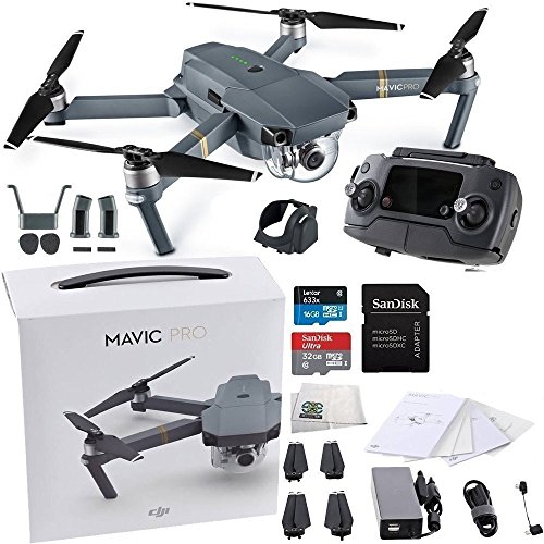 Dji mavic pro collapsible quadcopter drone ultimate bundle w/ rem…