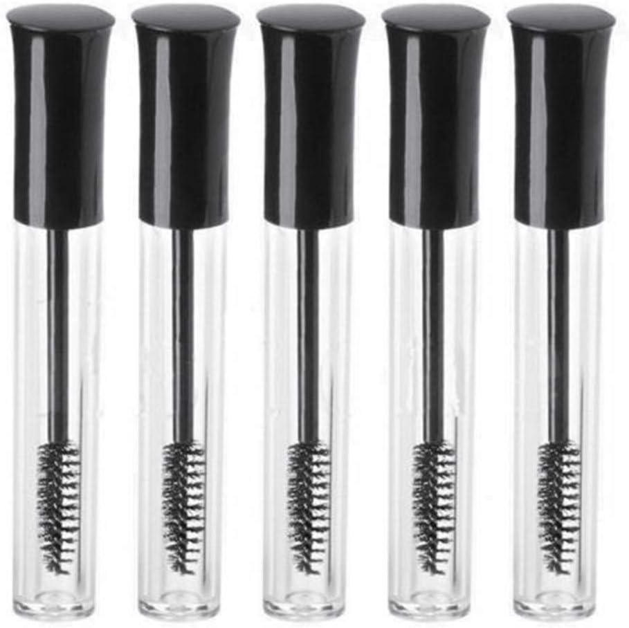Mascara Vial,5 Pcs/10ml Empty DIY Cosmetic Container Refillable Bottles Mascara Tube With Lash Brush Eyelash Cream Vial Makeup Tool