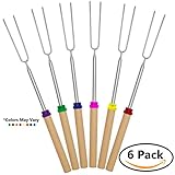 Triangle Sale Marshmallow Roasting Sticks Set Of 6 Telescoping Extendable Smores Skewers For Camping, Bonfires, Campfires - Hot Dog Toasting Forks 32 Inch, Special Safe For Kids | FREE Storage Bag