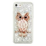 Urberry Iphone 7 Case,Running Glitter Cover, Sparkle Love Heart, Creative Design Flowing Liquid Floating Luxury Bling Glitter Sparkle Hard Case for 4.7 inch iPhone 7 with a Screen Protector (C)
