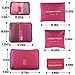 Bfun Ultra-thin Nylon Mesh Reusable 6-Piece Organizer Bag (3 Cubes and 3 Pouches), Red-Rose