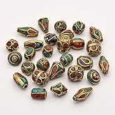 KitBeads 50Pcs Random Tibetan Nepal Beads Vintage Round Column Beads Handmade Buddha Beads for Jewelry Making Bracelets Necklace Bulk