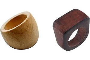 WE ME Original Natural Wood Rings Handmade Retro Geometric Round Statement Rings Vintage Bohemia Wooden African Ethnic Ring Jewelry for Women