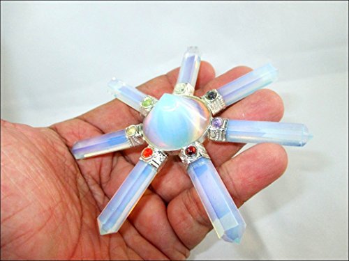 Jet Opalite 7 Point Energy Generator Point Gemstone Pyramid Generator Booklet Jet International Crystal Therapy Protection Peace Power Progress Prosperity