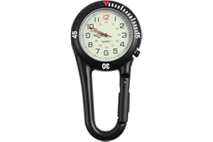IMIKEYA Clip-on Watch: 1pc Night Light Alloy Watch Clip-on Light Alloy Unisex Backpack Buckle Belt Watches Black with White Dial for Doctors Nurses Climbing Mountaineering