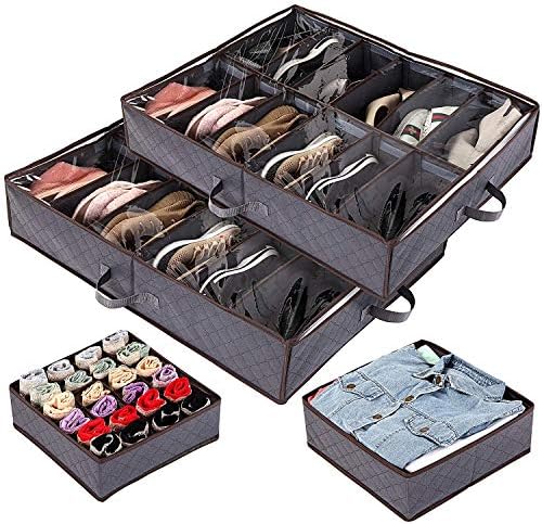 Anyoneer Set of 4 Under Bed Shoe Storage