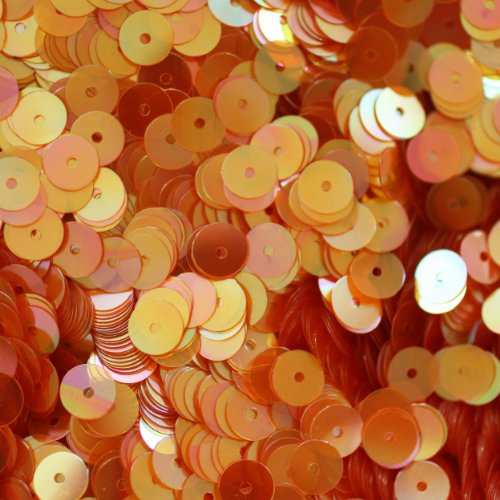 6mm Flat Round SEQUIN PAILLETTES ~ APRICOT ORANGE PEACH Rainbow Iris ~ Loose sequins for embroidery, bridal, applique, arts, crafts, and embellishment. Made in USA.