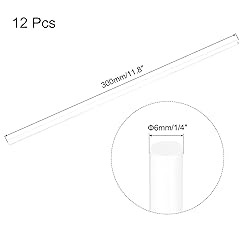 MECCANIXITY 12pcs Acrylic Round Rods 1/4" x