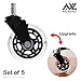 AXL Wheels for Office Chairs 3 inch PU Rollerblade Style casters (Set of 5), Safe for All Hardwood Floors, Black/Clear