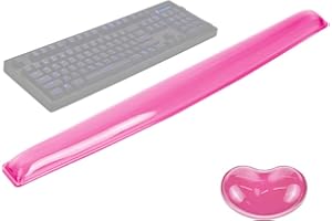 ABRONDA Gel Keyboard & Mouse Wrist Rest Set - Keyboard Wrist Rest Pad & Mouse Support for Office Gaming Pad Computer Laptop Ergonomic Comfortable Pain Relief-Pink Pad Set