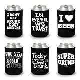 Shop4Ever Funny Beer Can Coolie Beer Drinkers Multipack Drink Coolers Coolies Black - 6 Pack