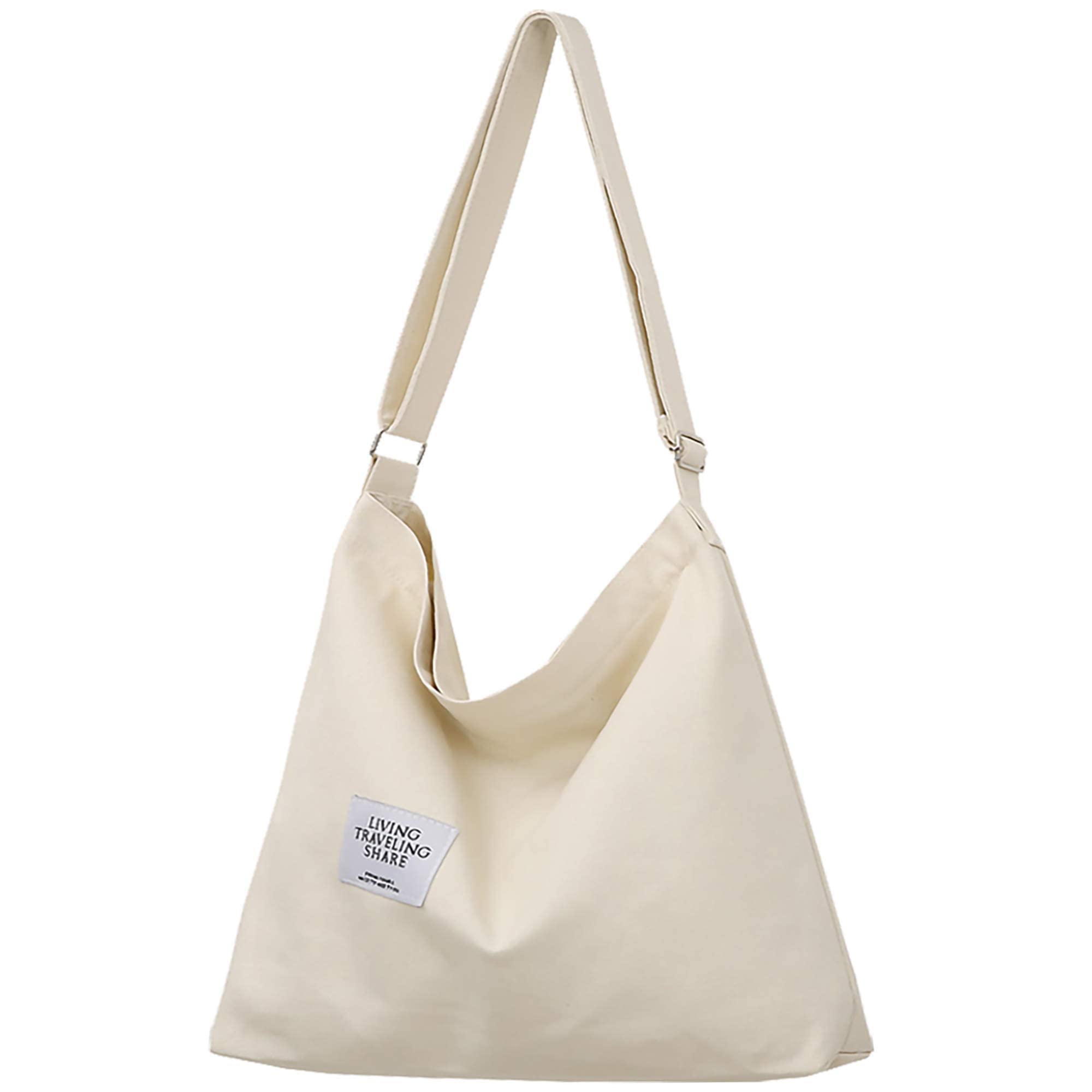 ZhengYue Hobo Bag for Women, Canvas Crossbody Totes Beach Bag Simple Shoulder Bag Ladies Large Cotton Tote Handbag Girls Shopping Bag for Travel Daily Use Beige