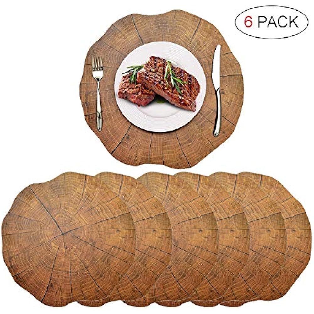 6 Place Mats PCS Round Brown Placemats Plastic Thick Environmental