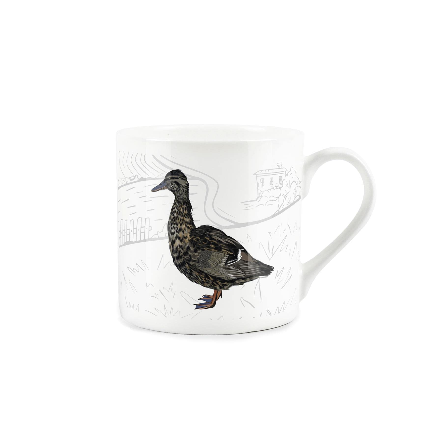Purely Home Countryside Farmyard American Black Duck - Fine Bone China White Mug Coffee/Tea Present Gift for Animal Lovers