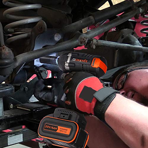 GOXAWEE 1/2" Impact Wrench Kit, 20V 4000mAh Brushless Cordless Impact Driver Set with 300N.M High Torque, 1/4" Collet, 2-Speed, LED Light, 4pcs Socket Set, Smart Charger and Tool Bag
