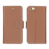 Yowosmart Real Leather iPhone 6/6s Case, Wallet Case,Classic Top Grain Leather RFID Blocking Wallet Case Flip Case Sleeve Folio Book Cover with Credit Card Slots, Cash Pocket, Stand Holder, Brown