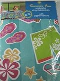 Summer Fun Pool Party Flannel Back Vinyl Umbrella Tablecloths With Hole and Zipper-Assorted Sizes (70 Round)