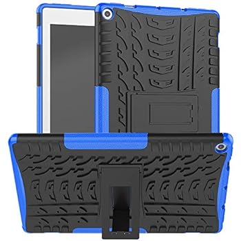 Maomi for Amazon Fire hd 10 case 2019 2017 Release,Kickstand Shock-Absorption Heavy Duty Armor Defender Cover for Kindle Fire hd 10 9th/7th Generation (Blue)