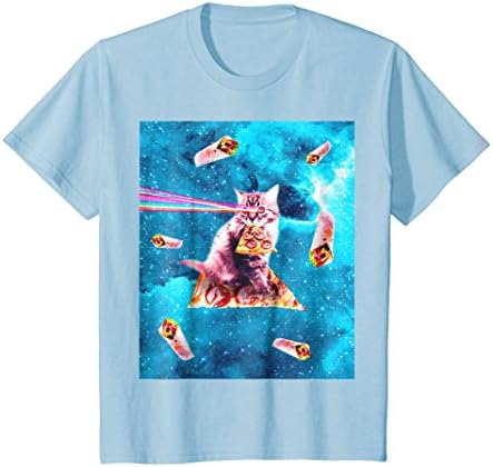 Space Cat Eating Pizza - Rainbow Laser Eyes, Burrito T-Shirt