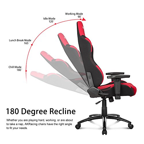 AKRacing Core Series EX-Wide Gaming Chair with Wide Seat, High and Wide Backrest, Recliner, Swivel, Tilt, Rocker and Seat Height Adjustment Mechanisms with 5/10 warranty - Red/Black - Thumbnail 5