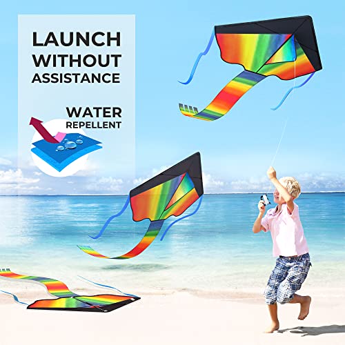 Classic Rainbow Kite for Kids Easy to Fly, Beginners Kids Kite for