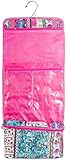 Boho Patchwork Print Cosmetic Makeup Organizer Hanging Bag with Pink Trim
