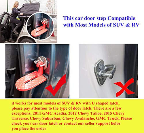 KTPYRP Vehicle Doorstep Folding Ladder Foot Rest with Safety Hammer Head for Easy Access to Car Rooftop & Roof-Rack, Car Door Step for Jeep, SUV & RV