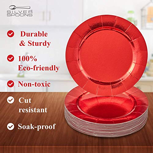 ELEGANT RED DISPOSABLE CHRISTMAS CHARGER PLATES | 20 PC (Renewed) - Thumbnail 4