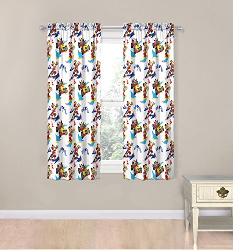 Disney Junior Mickey Mouse and The Roadster Racers 63" Drapes/Curtain 4-Piece Set (2 Panels, 2 Tiebacks)