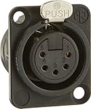 Neutrik NC5FD-L-B-1 5-Pole Female Receptacle, Black/Gold Contacts