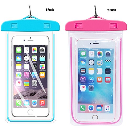 [1Pack Blue+2Pack pink] Universal Waterproof Phone Case Dry Bag CaseHQ for iPhone 7,7plus,8,8 plus,5/6/6s/6plus/6splus Samsung Galaxy s5/s6 s7,s8,s8plus etc. Snow Proof for Cell Phone up to 5.8 inches