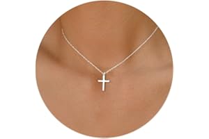 Moodear Cross Necklace for Women - Dainty 925 Sterling Silver/Gold Plated Layered Cross Pendant Simple Small Necklaces for Women Trendy Jewelry Gifts