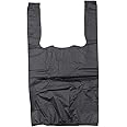 MAYIWO Plastic Bag-Black Plain Embossed T-Shirt Bag 8"x 4"x 15" 15 mic - 1500 bags/case