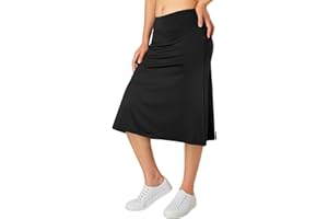 XIOKER Women's Midi Knee Length Skirts with Zipper Pockets,26" Knee Length Skorts for Women Athletic Swim Skirts