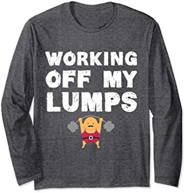 Unisex Working Off My Lumps Dumbbells Blob Funny Long Sleeve 2XL Dark Heather