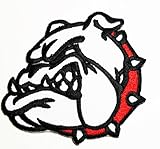 HHO White Pitbull Bulldog Dog Pet Patch Embroidered DIY Patches, Cute Applique Sew Iron on Kids Craft Patch for Bags Jackets Jeans Clothes